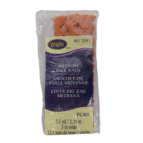 Wrights Bias Tape Single Double Fold Medium Rick Rack Bundle Of 4 - Picture 7 of 8